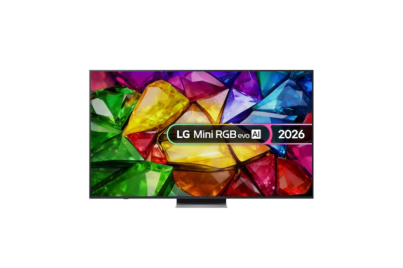 Front view of 75 inch LG Mini RGB evo AI MRGB86 4K Smart TV 75MRGB86B6A